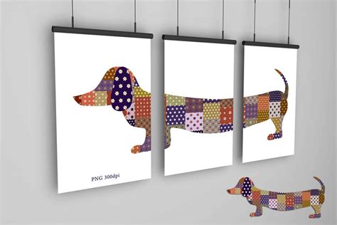 Download Free Patchwork Dachshund. Files Free PSD Mockups