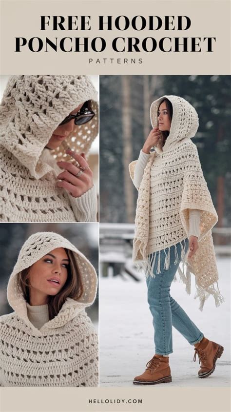 Free Pattern For Crochet Poncho With Hood