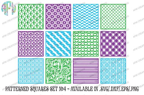 Download Free Pattern Squares Set 4 - SVG, DXF, EPS Cut Files Easy Edite