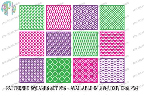 Download Free Pattern Squares Set 5 - SVG, DXF, EPS Cut Files Silhouette