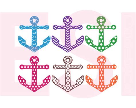 Download Free Patterned Anchor Designs - Set 1 - SVG, DXF, EPS - Cutting Files. Cricut SVG Free PSD Mockups
