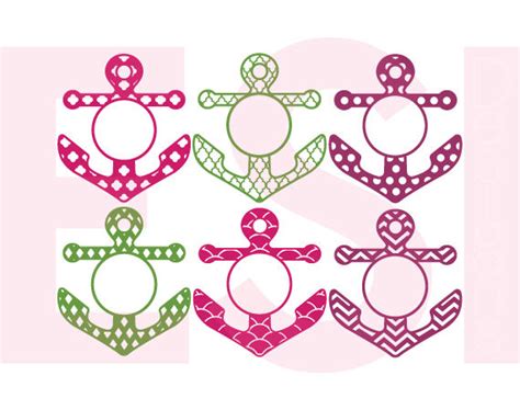 Download Free Patterned Anchor Monogram Set 1 - SVG, DXF, EPS - Cutting Files Commercial Use DXF Files