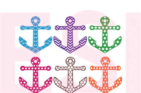 Download Free Patterned Anchor Monogram Set 1 - SVG, DXF, EPS - Cutting Files DXF Files