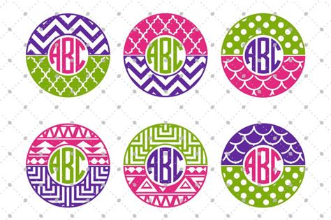 Download Free Patterned Circle Monogram Frames Files Cameo