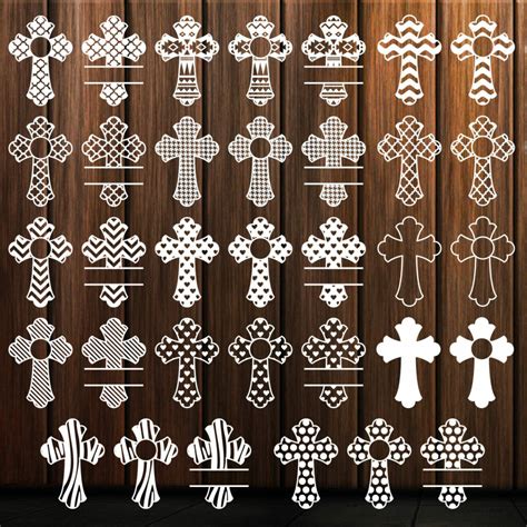 Download Free Patterned Cross Monogram Designs - Set 1 - SVG, DXF,EPS - Cutting
files Printable