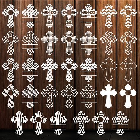 Download Free Patterned Cross Monogram Designs - Set 1 - SVG, DXF,EPS - Cutting
files Silhouette