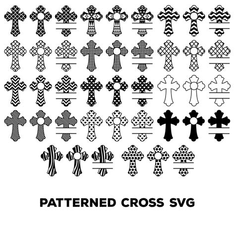 Download Free Patterned Cross Monogram Designs - Set 1 - SVG, DXF,EPS - Cuttingfiles Silhouette DXF Files