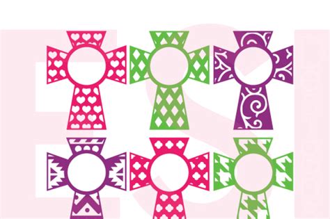 Download Free Patterned Cross Monogram Designs Set 2 - SVG, DXF,EPS - Cutting
files Cameo
