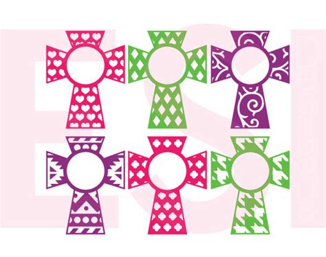 Download Free Patterned Cross Monogram Designs Set 2 - SVG, DXF,EPS - Cuttingfiles Files For Crafts