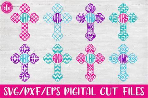 Download Free Patterned Cross Monogram Designs Set 2 - SVG, DXF,EPS - Cutting
files Images