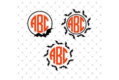 Download Free Patterned Halloween Bats Monogram Frames Files Cut Files