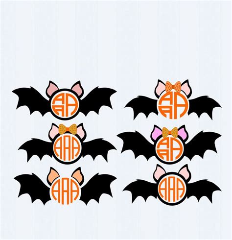 Download Free Patterned Halloween Bats Monogram Frames Files Files