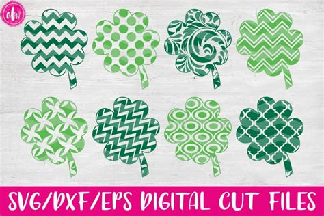 Download Free Patterned Split Clovers - SVG, DXF, EPS Cut Files Crafts