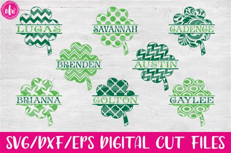 Download Free Patterned Split Clovers - SVG, DXF, EPS Cut Files Silhouette