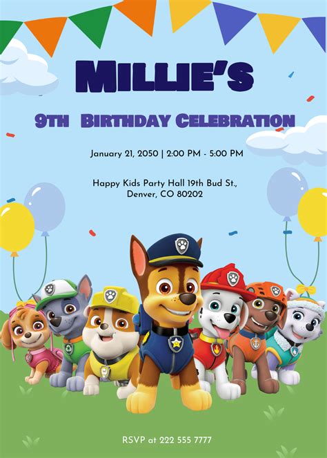 Free Paw Patrol Invitation Template
