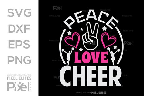 Download Free Peace Love Cheer SVG Cut File Easy Edite