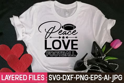Download Free Peace Love Football SVG Cut File DXF Files