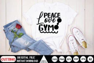 Download Free Peace Love Gym SVG Cut File DXF Files