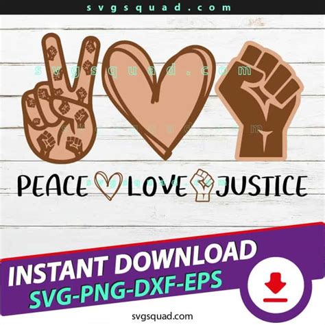 Download Free Peace Love Justice SVG Cut File DXF Files