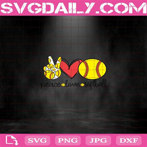 Download Free Peace Love Softball SVG Cut File DXF Files