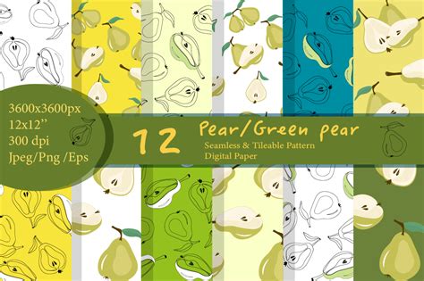 Download Free Pear Vector Pattern|Pear Digital Paper|Fruit Pattern Commercial Use DXF Files