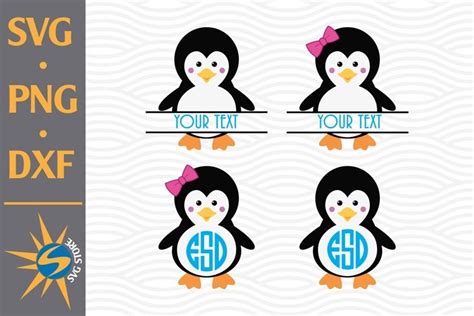 Download Free Penguin Monogram SVG, PNG, DXF Digital Files Include DXF Files