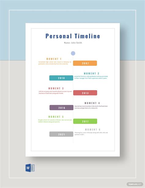 Free Personal Timeline Template Word