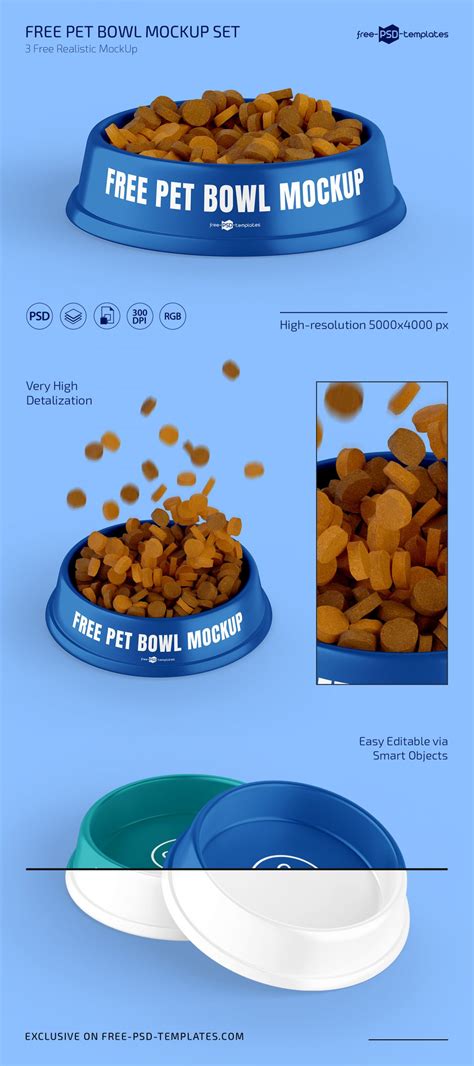 Download Free Pet Bowl Mockup Set PSD Templates Object Mockups PSD Files