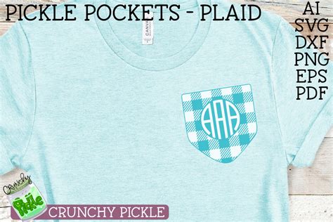 Download Free Pickle Pockets - Monogram Pocket Plaid SVG File for Cricut Machine