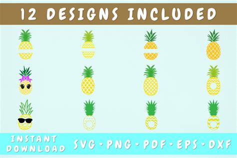 Download Free Pineapple SVG Bundle - 12 Designs For Crafts