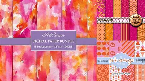 Download Free Pink And Orange Digital Paper Files