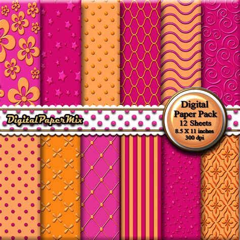 Download Free Pink And Orange Digital Paper Printable