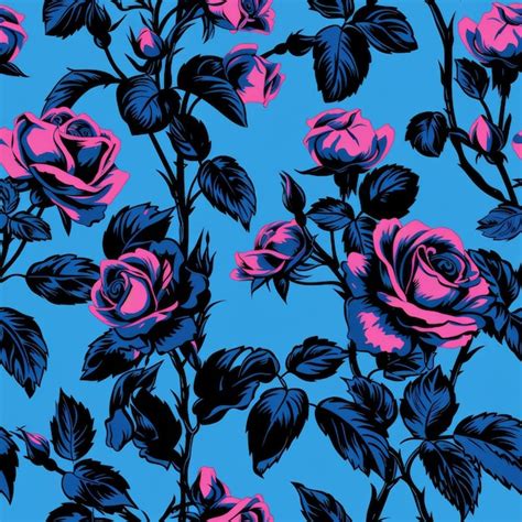 Download Free Pink Rose And Blue Patterns Silhouette