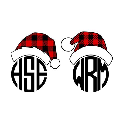 Download Free Plaid Santa Hat Monogram Frame | Cut File For Silhouette