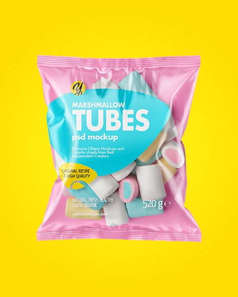 Download Free Plastic Bag With Marshmallows Mockup PSD Generator