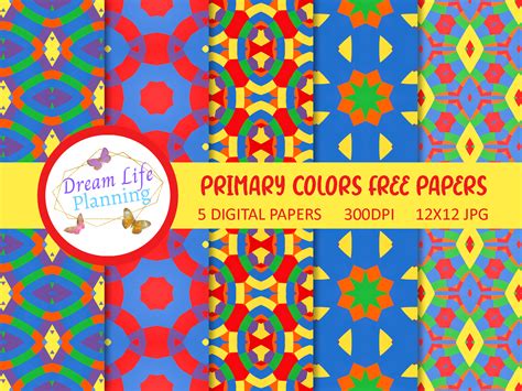 Download Free Primary Colors Digital Papers For Crafts