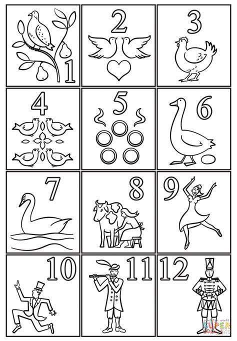 Free Printable 12 Days Of Christmas Coloring Pages
