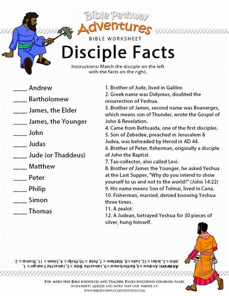 Free Printable 12 Disciples Worksheet