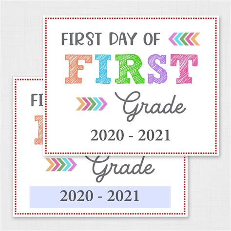 Free Printable 1st Day Of School Signs