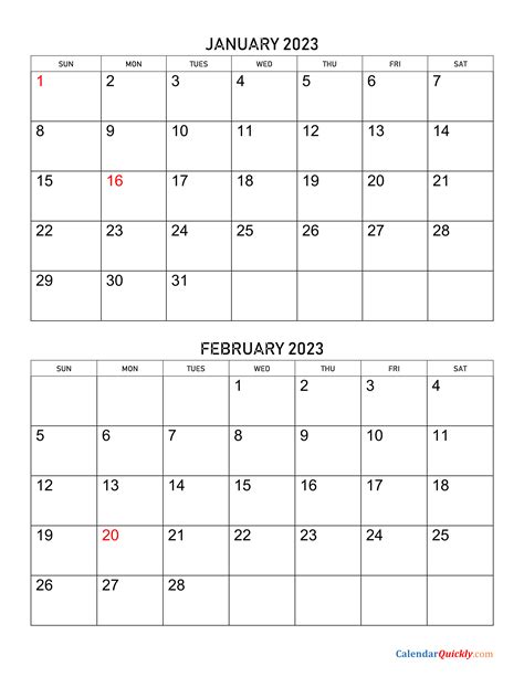 Free Printable 2 Month Calendar 2023