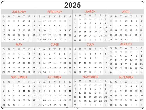Free Printable 2025 Calendar With Weeks