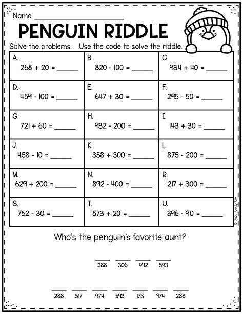 Free Printable 2nd Grade Math Riddles Worksheets