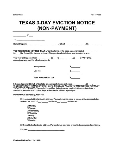 Free Printable 3 Day Notice To Vacate Texas