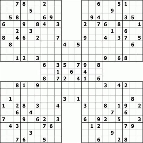 Free Printable 5 Square Sudoku Puzzles