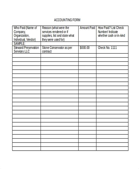 Free Printable Accounting Forms