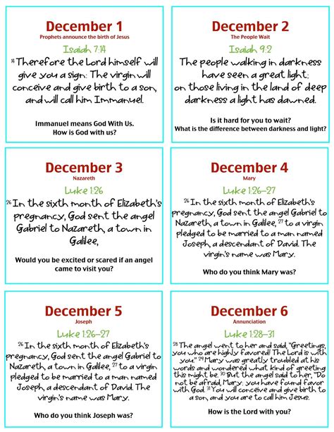 Free Printable Advent Calendar Scriptures