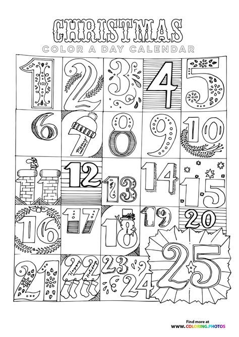 Free Printable Advent Calendar To Color For Fourth Grade