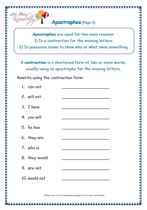 Free Printable Apostrophe Worksheets