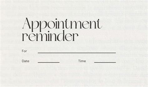 Free Printable Appointment Reminder Card Template