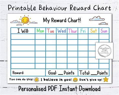Free Printable Behaviour Reward Charts